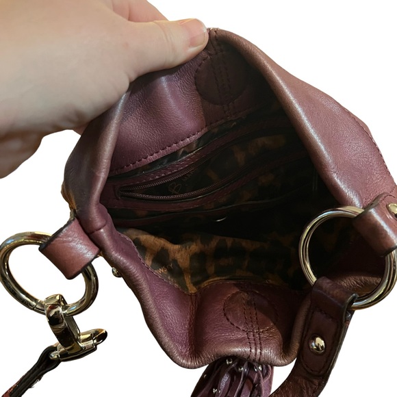 B Makowsky Purple Leather Tassel Small Bag - Picture 8 of 9